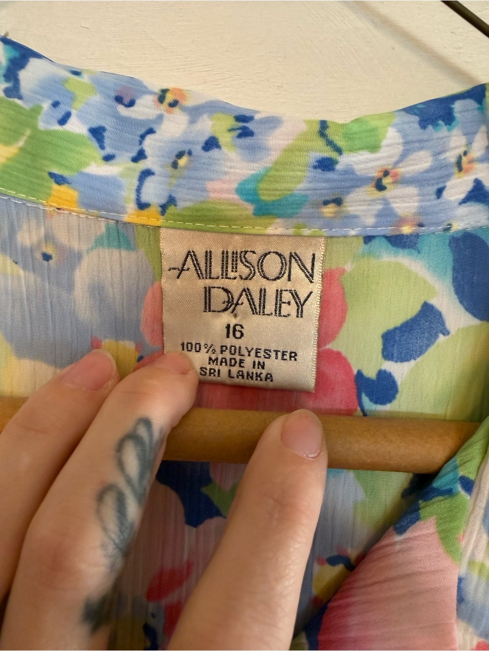 Allison Daley Women’s Floral Button-Down Shirt - Yellow, Pink, Blue,‎ Green - Picture 3 of 4